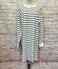Old Navy Shift Dress Large Mini Navy White Stripe Long Sleeve Knit NEW Nautical