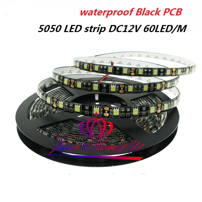 DC12v 5M 5050 Cool white LED 300LED Strip light Flexible Light Black PCB IP65