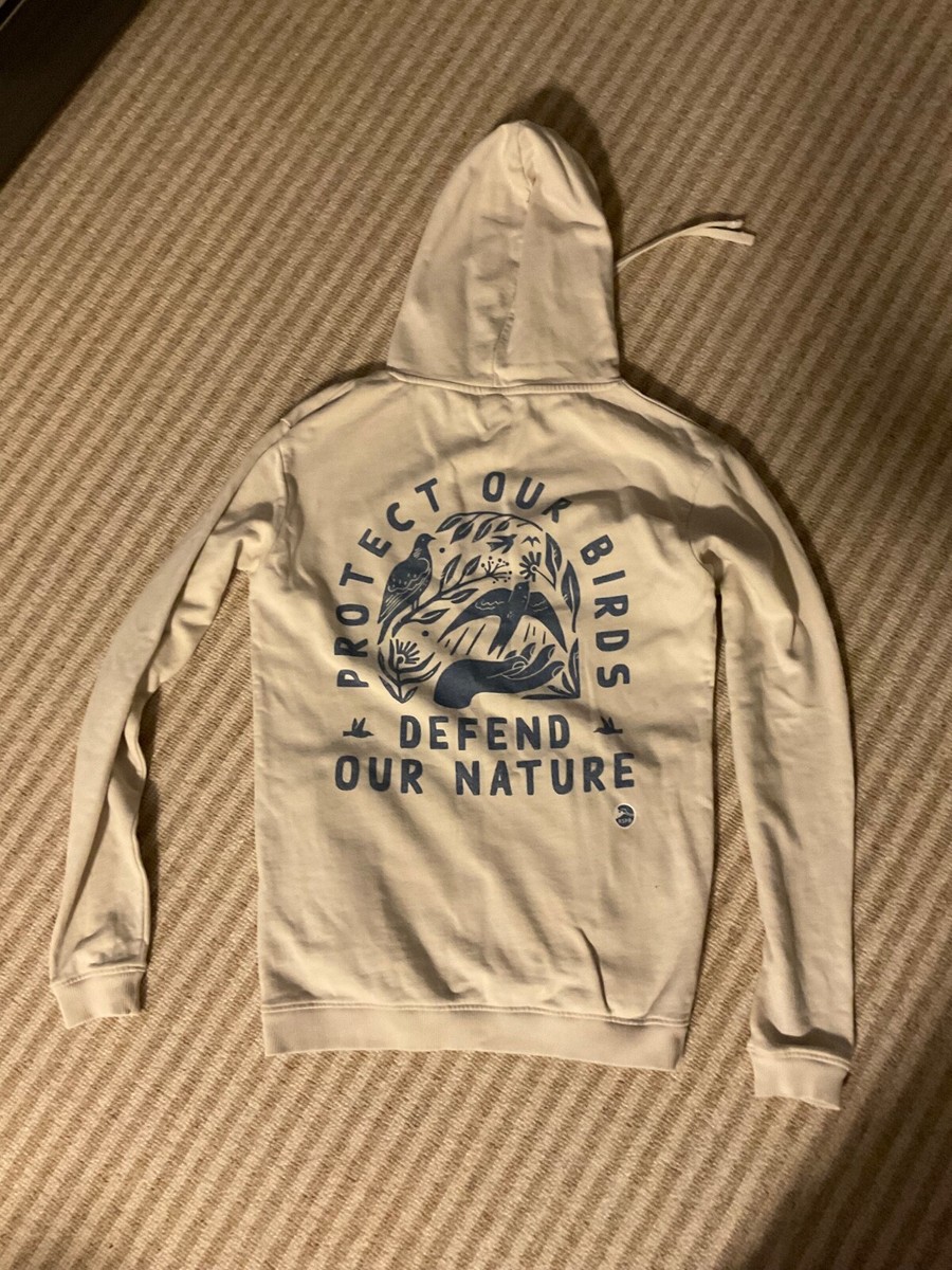 Hoodie, RSPB Protect Defend, cream hoodie, small size UK