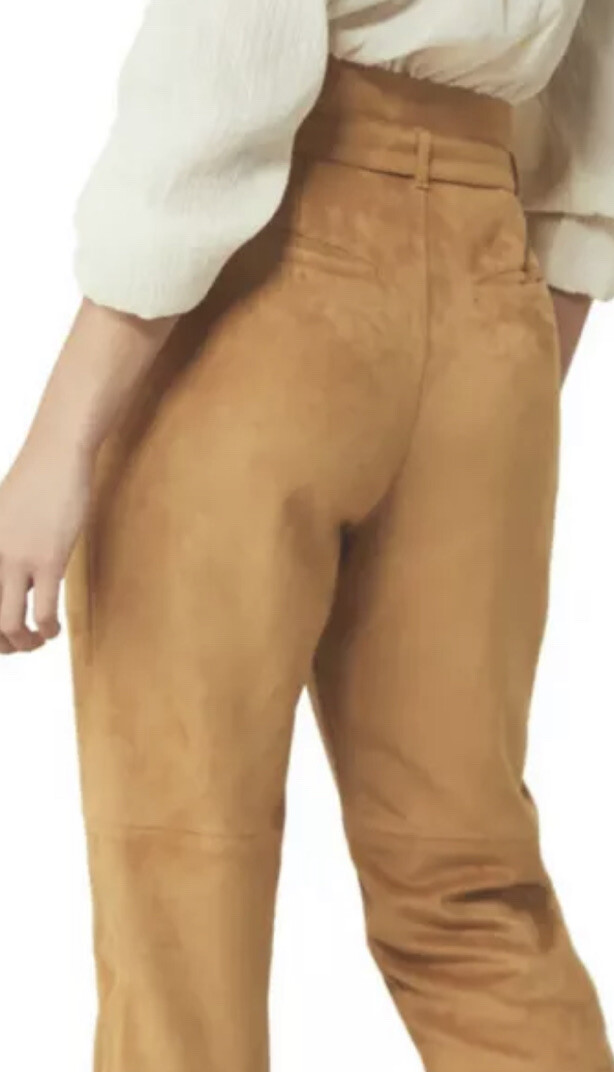 Free People Nightfall Vegan Suede High Rise Crop Pants In Camel Sz  display picture 1