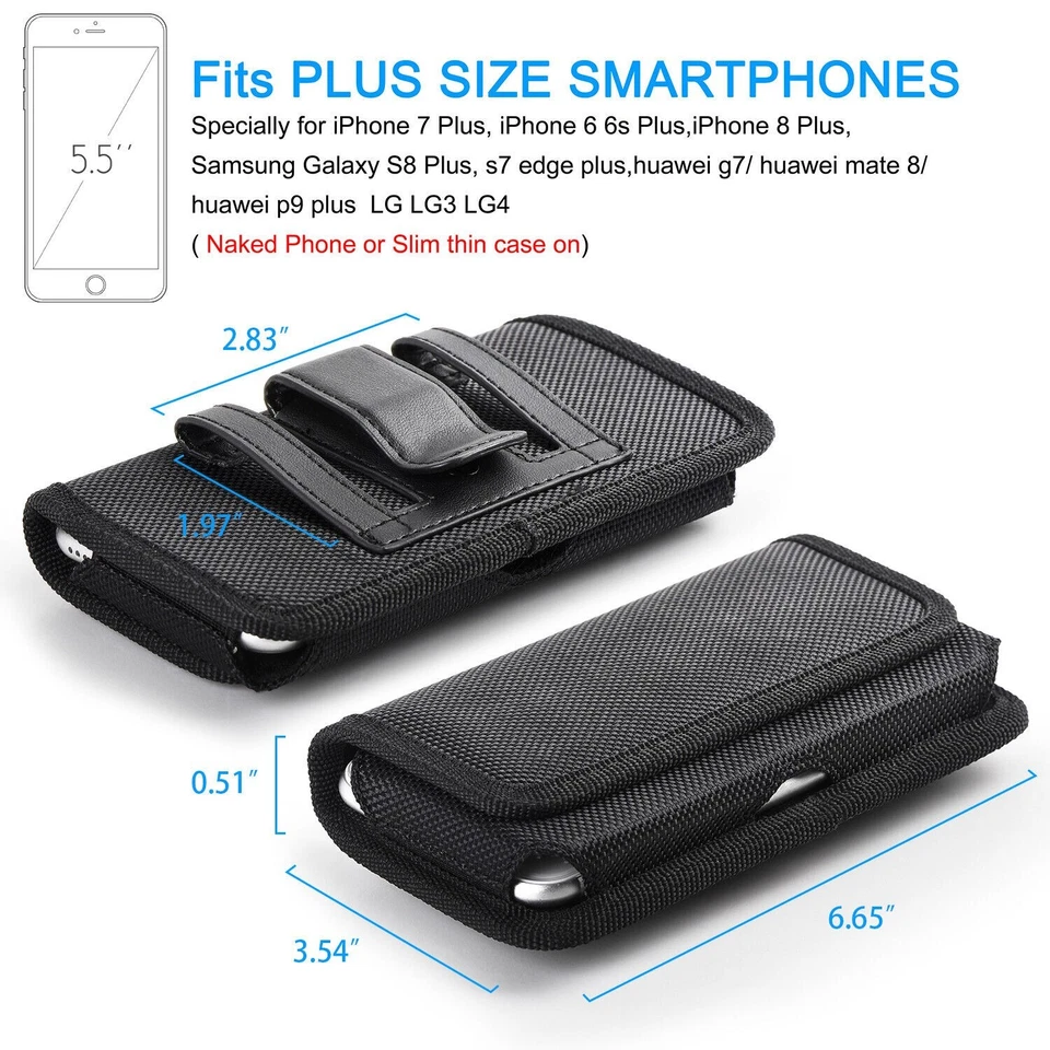 Horizontal Nylon Holster  Belt Clip Phone Case for iPhone 12 Pro Max Galaxy s9P - Image 3 of 4