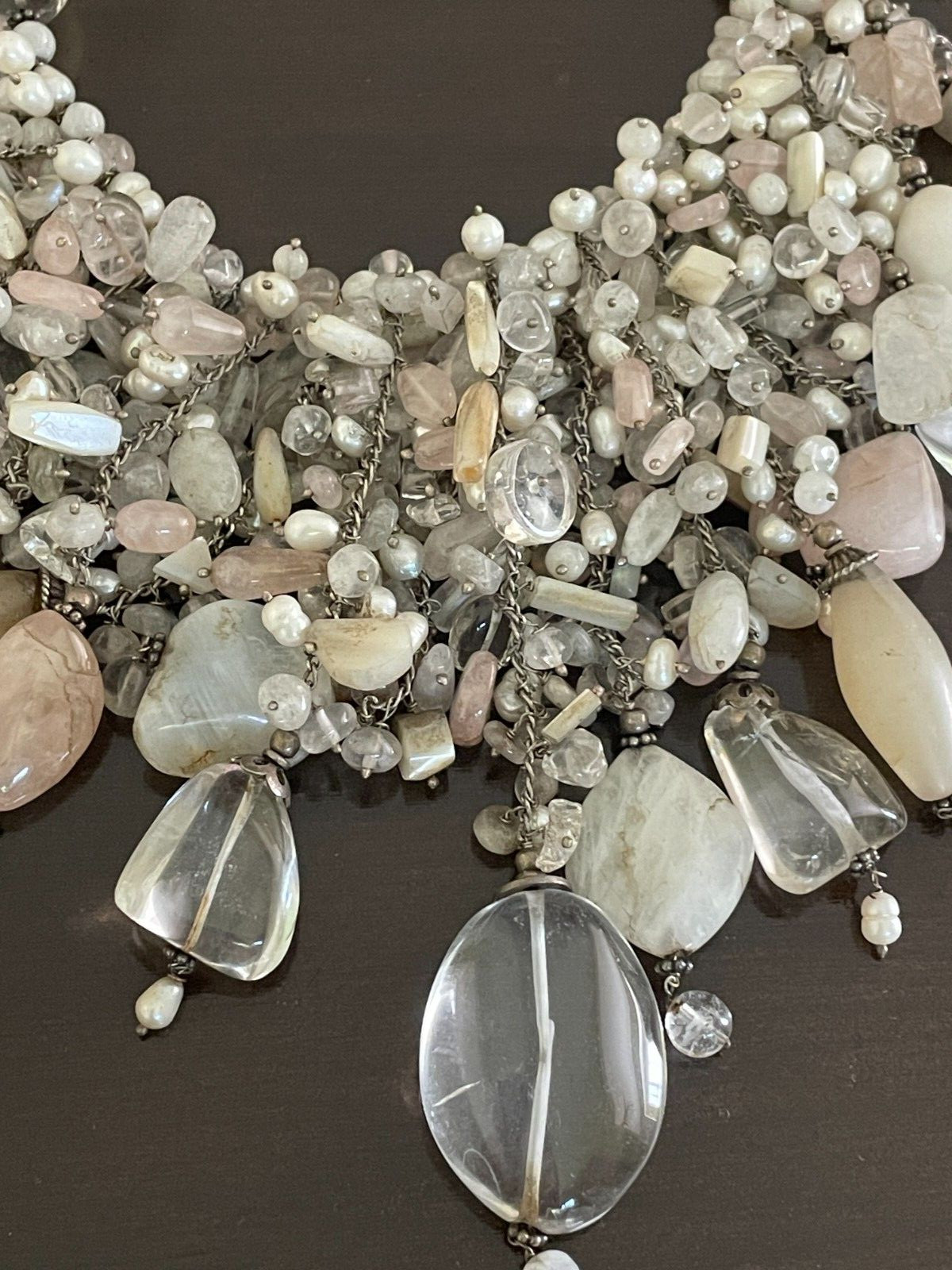 Beaded Bib Statement Collar Necklace - image 2