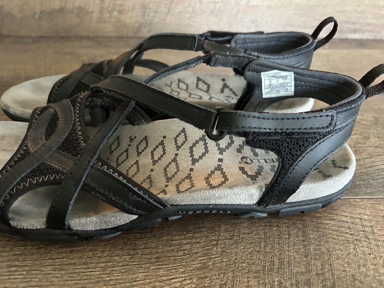 Sandali donna Merrell taglia 10 cinturino nero "Grandeur" cuscino d'aria