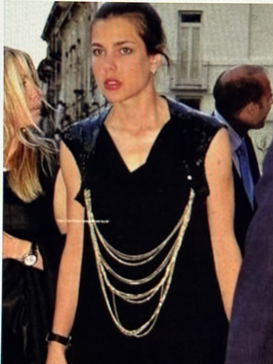 Chanel 07P VINTAGE NEW Black TOP DRESS GOLD CC logo Multiple Chains FR38  $4.5K | eBay