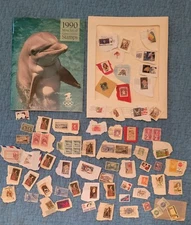 US Mint Set of Commemorative Stamps Book w/Dolphin Unopened Stamp Packet 1990Lot