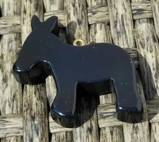 Vintage Black Bakelite Donkey Pendant Simichrome Tested
