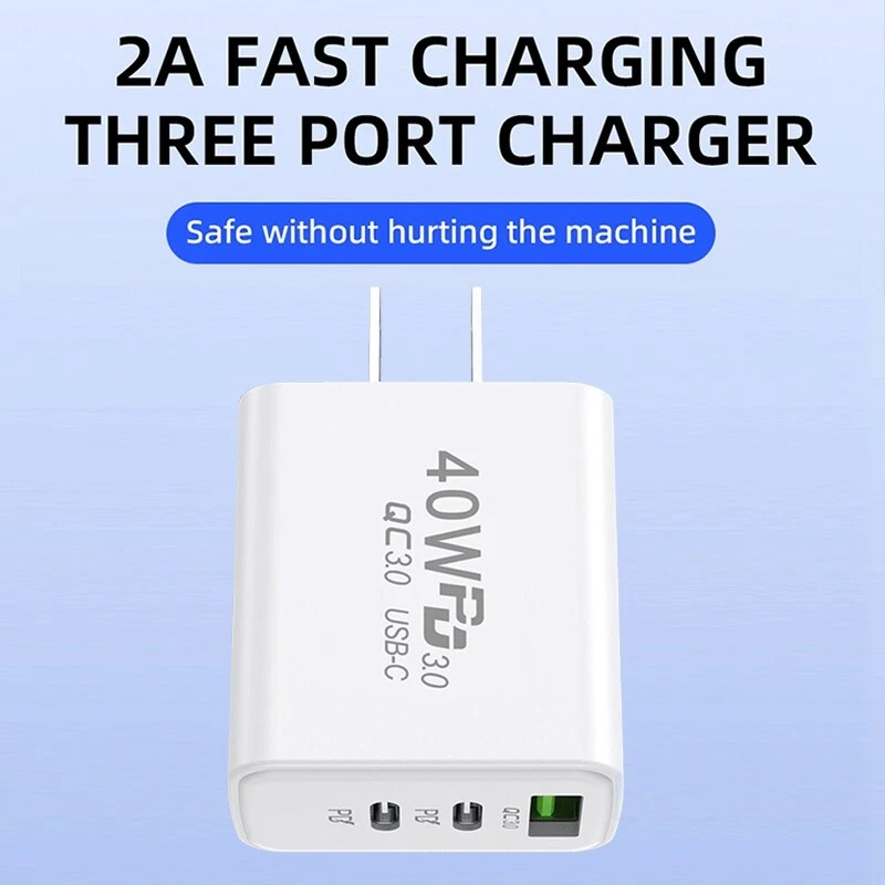 Lote de enchufes de cargador rápido USB-C de 40 W adaptador de corriente doble PD tipo C Foto 4 de 4