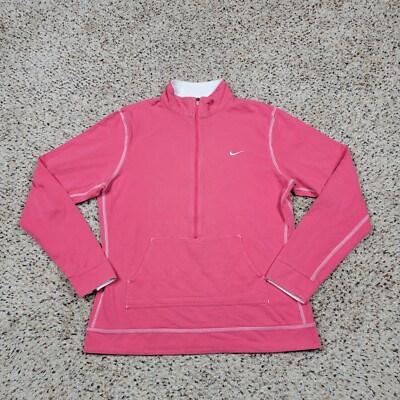 Nike Shirt Girls Large Pink Half Zip Pullover Lightweight Long