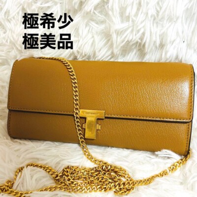 Extremely Vhtf Tory Burch Chain Wallet 2Way T Metal Fittings Camel