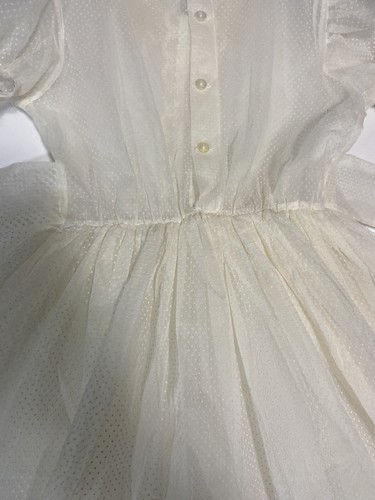 Vtg Sheer Swiss Dot Dress Lace Trim Tulle Skirt Easter Communion Size 6 60s 70s - Picture 6 of 10