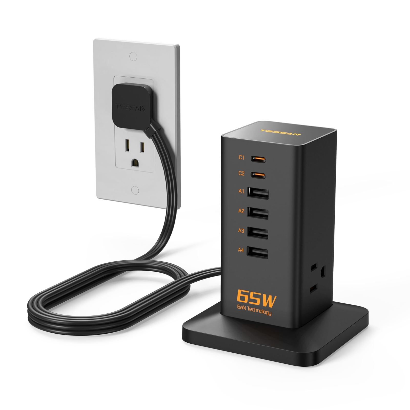 TESSAN 9-in-1 USB C Charging Station with 3 AC Outlets & 65W PD Fast Charging  -image