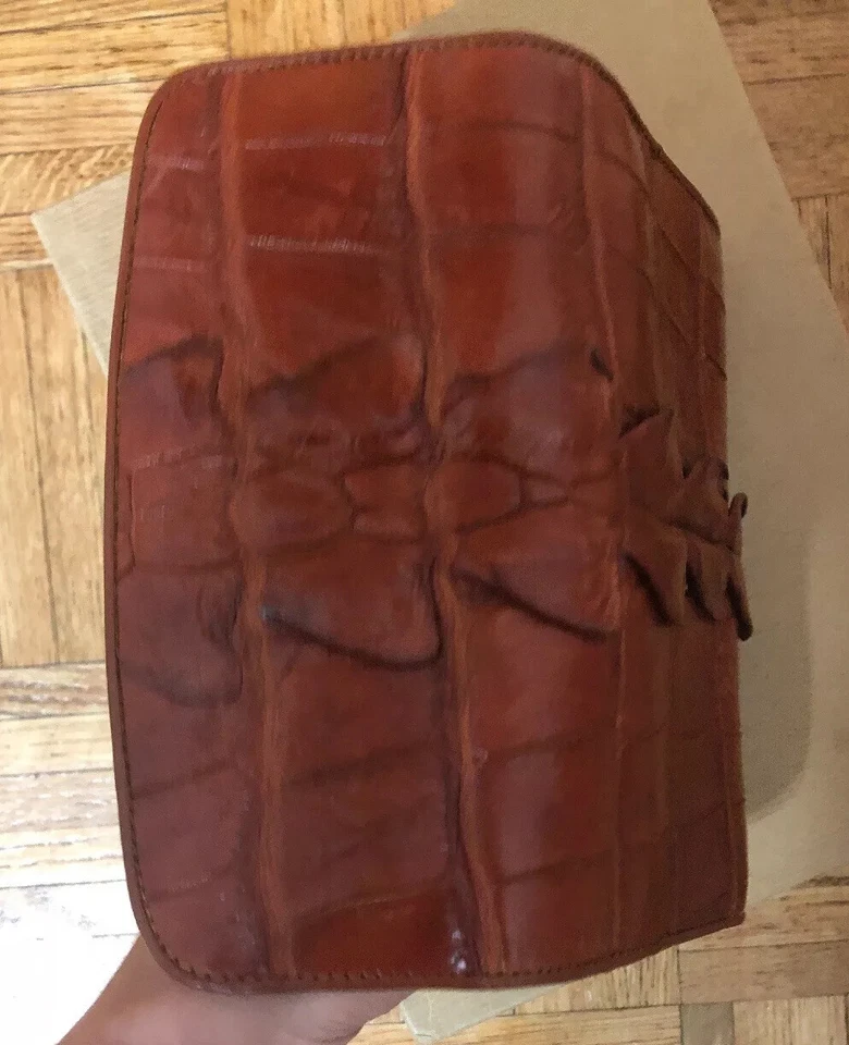 Cartera clutch Cocodrilo Hornback-Cola Color Coñac Genuino Cocodrilo Foto 3 de 4