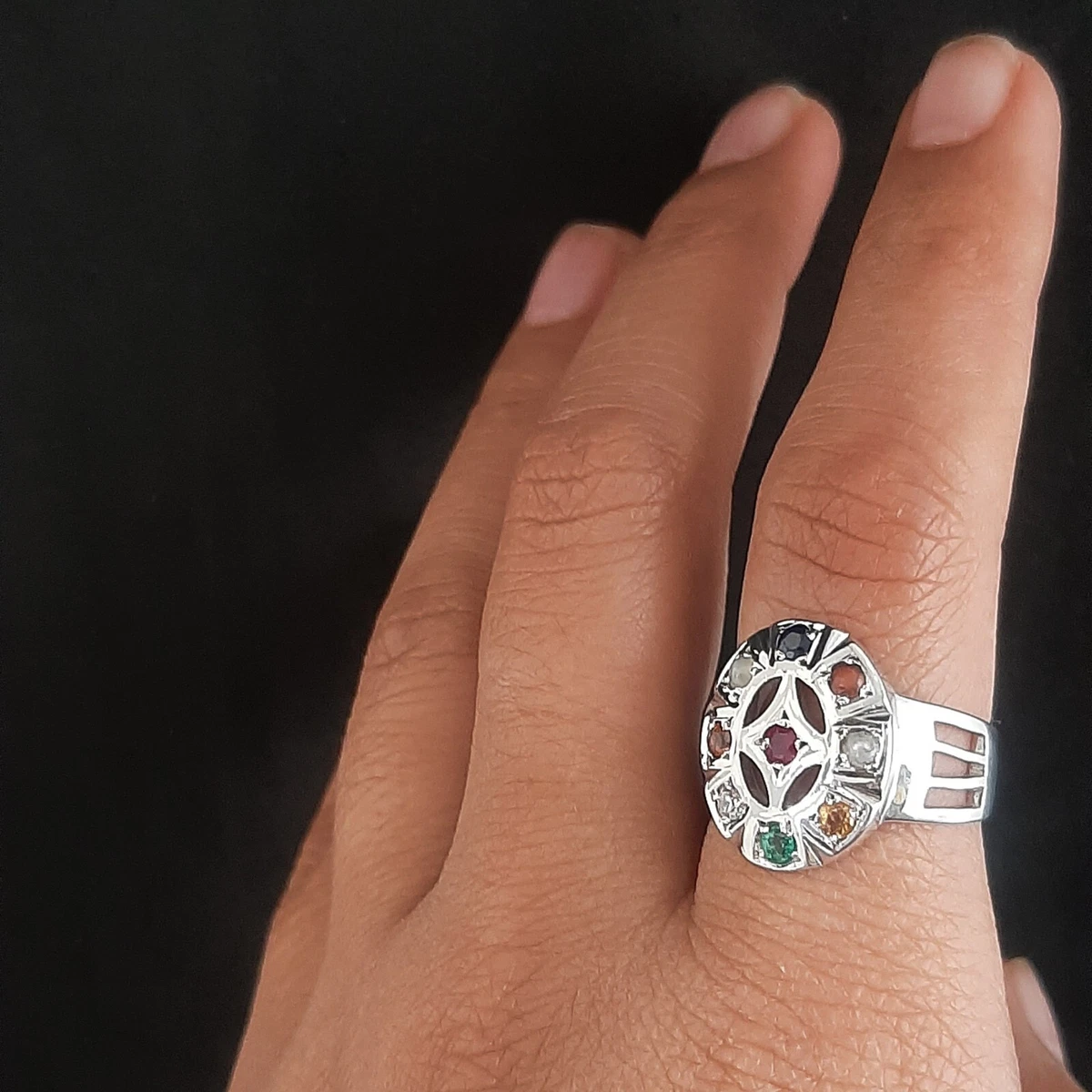 Platinum navaratna best sale ring