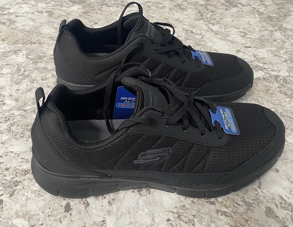 New Mens Skechers Synergy 3.0 Black Sneakers Shoes Memory Foam
