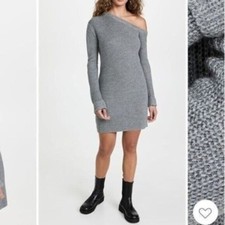 WAYF Everlasting One Shoulder Sweater Dress in Gray Size M