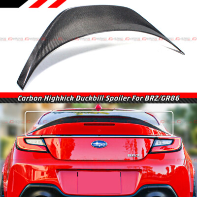 Real Carbon Fiber V2 Highkick Duckbill Trunk Spoiler For 2022-2024 Toyota GR86 & Subaru BRZ - 3K Dry Carbon