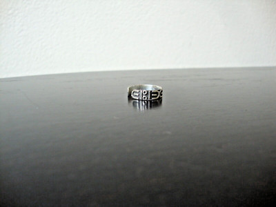 VINTAGE RAISED RELIEF OXIDE TRIBAL PATTERN TOE RING MEXICAN SILVER 925 SZ 2