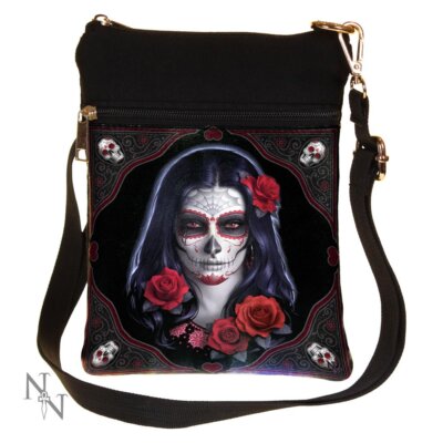 Nemesis Now B2348F6 Sugar Skull James Ryman Schultertasche 23 cm schwarz, PU und Canv