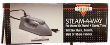 Vintage SWANK Steam-A-Way Iron For Home or Travel in Box NOS