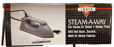 Vintage SWANK Steam-A-Way Iron For Home or Travel in Box NOS