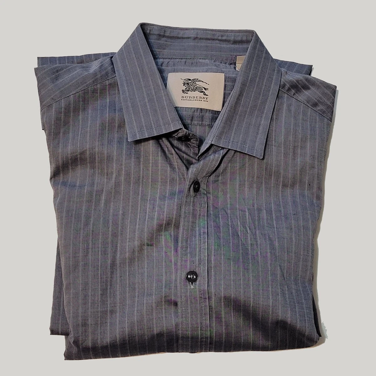 Camicia abito da uomo Burberry taglia 16 (22x31x25") grigio a righe