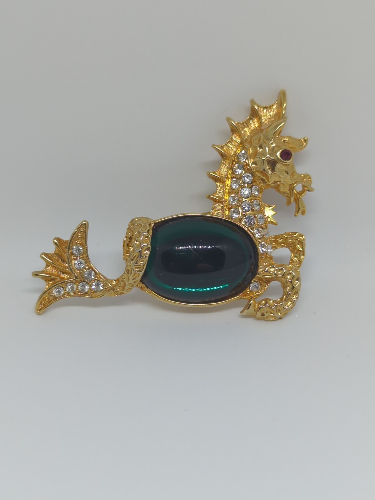 KJL Kenneth Jay Lane Seahorse Green Cabochon Jell… - image 2