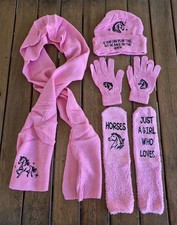 4 Pcs Winter Warm Set for Women Knitted Beanie Scarf Gloves Fuzzy Slipper Soc...