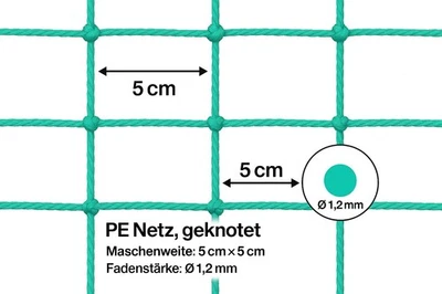 PIELOBA Ballfangnetz Ballnetz Fußballnetz Masche 5 cm Fadenstärke 1,2 mm PE viele Größen