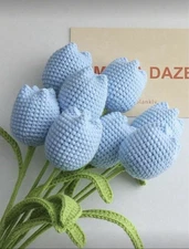 Handmade Crochet Tulip Flower, Artificial Flower Gift Decoration Forever Flower