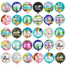 200 Pcs Happy Birthday Balloons, 18IN Round Birthday Mylar Foil Balloon