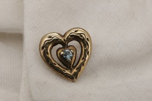Authentic Franklin Mint 85 925 Sterling Silver Gold Plated Heart Aquamarine Pendant