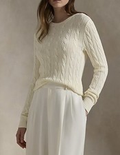 Polo Ralph Lauren Women's Cotton/Viscose Cable-Knit Sweater Cream SZ. L NWT 298