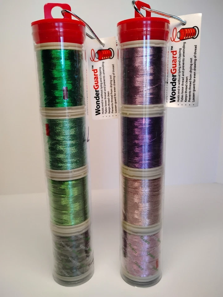 Wonderfil Metallic Thread 4 x 150mtr Spools Green & 4 Spools Purple - Image 2 of 3