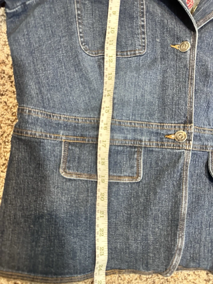 Ivy Collection Women’s L Denim Jacket w/Spandex Floral Embroidered blue Blazer - Image 4 of 4