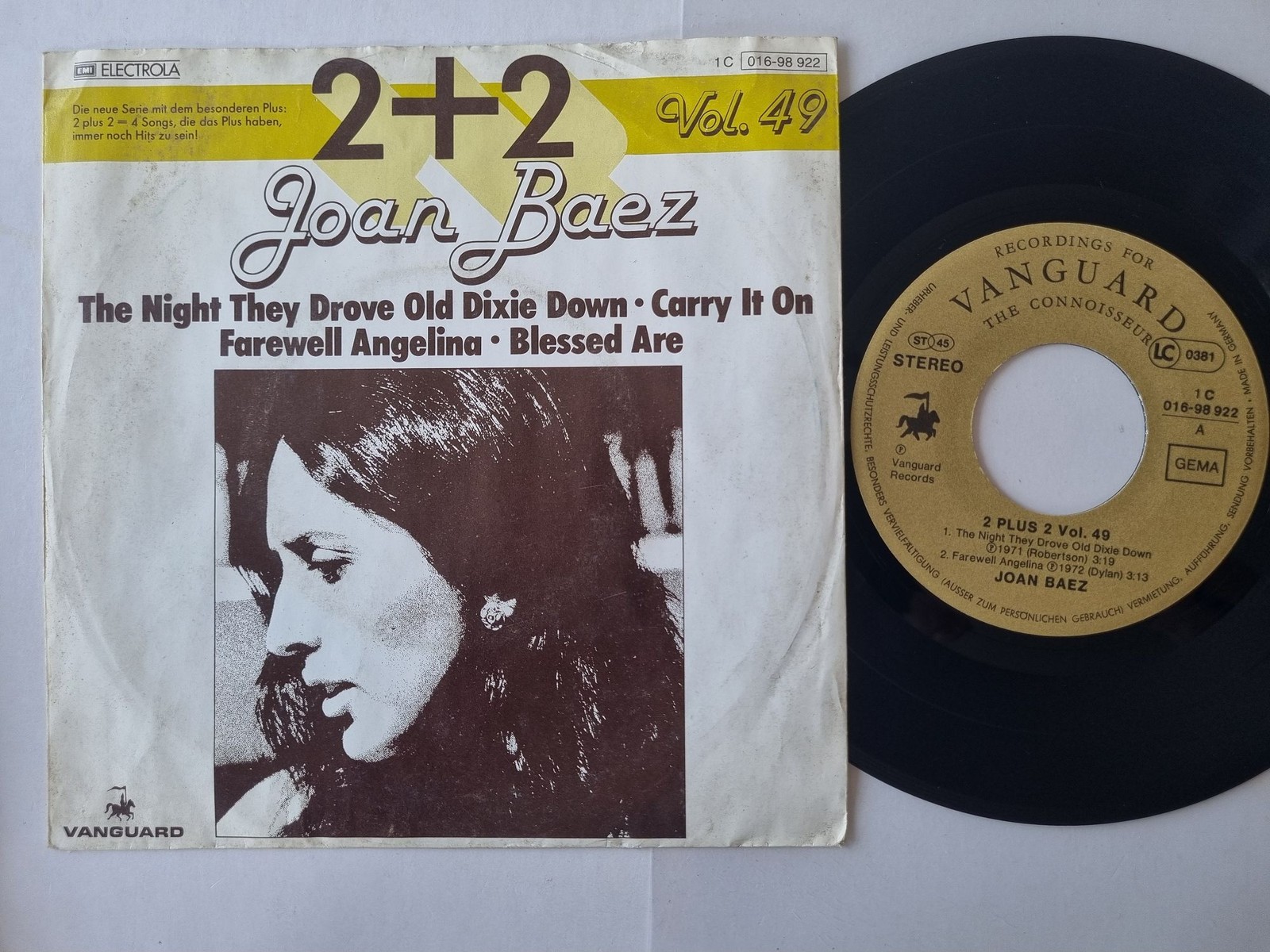 Joan Baez - 2 Plus 2/ The Night They Drove Old Dixie Down 7'' Vinyl EP Germany