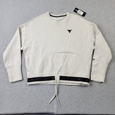 Under Armour Charged Project Rock Sweatshirt Womens Medium Loose Ivory Pullover
