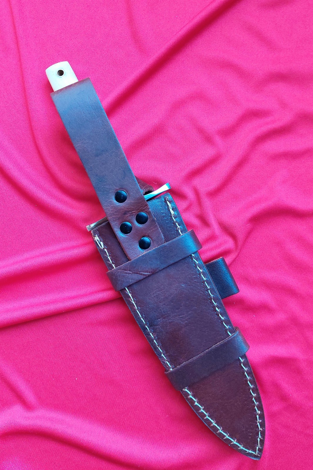 11.5" CFK Hefty Damascus Steel  Dagger w/ Bone & Stone Grip and Leather Sheath