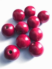 50 pcs 16mm Dark Red Burgundy Wood Beads Wooden Bead Craft Jewelry Spacer LR