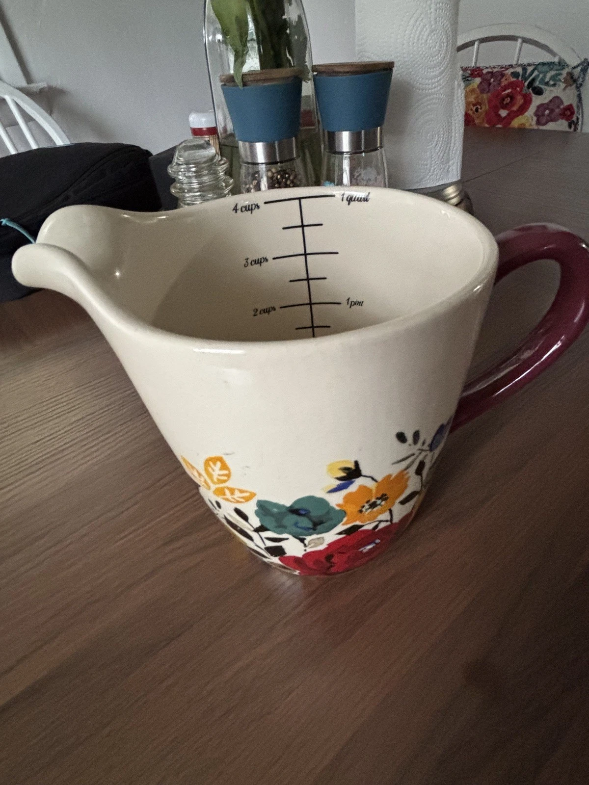 Pioneer Woman 1 Quart Measuring Cup Pitcher Ceramic Floral