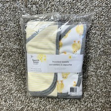 Burt  s Bees Baby Hooded Towels 2 Pack 100 Organic Cotton Gray Yellow Ducks
