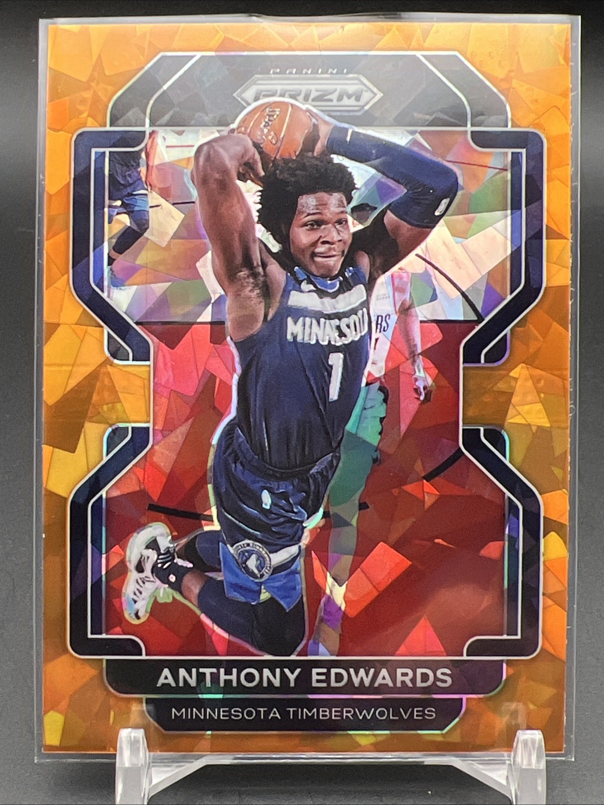 ANTHONY EDWARDS 2021-22 Orange Cracked Ice Panini Prizm #37 TIMBERWOLVES