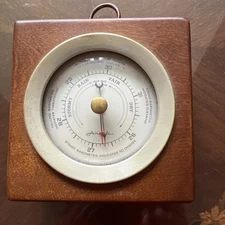 Vintage Airguide Wooden Barometer Made in Chicago USA Desktop Mid Century 