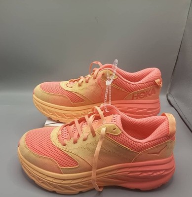 HOKA Unisex Low Top Lace-Up Athletic Sneaker Pink Orange Mesh
