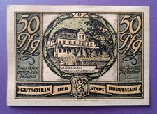 🇩🇪 GERMANY 🇩🇪 EMERGENCY MONEY RUDOLSTADT BANKNOTE BANKNOTE 50 PFG PFENNIG 1922