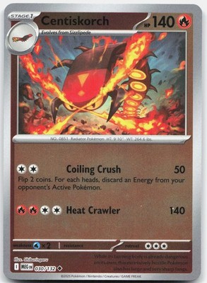 Centiskorch 030/132 Uncommon Mega Evolution Pokemon Reverse Holo Near Mint