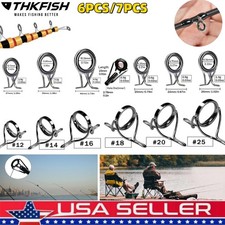 6/7PCS Fishing Rod Guides Repair Kit Rod Guides Stainless Steel Replacement US