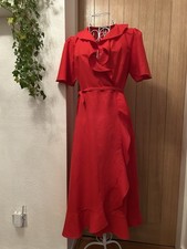 M&S Red Linen /cotton Midi Wrap Dress Size 10