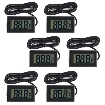 AITRIP 6-Pack TPM-10 Fahrenheit( ) Digital Thermometer Wired for Car Greenhou...