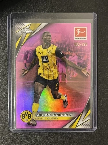 2024-25 Topps Chrome Bundesliga Pink Refractor /199 Serhou Guirassy #28 BVB
