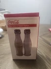 VINTAGE, COCA-COLA COKE BOTTLES GLASS SALT AND PEPPER SHAKERS SET NEW IN THE BOX